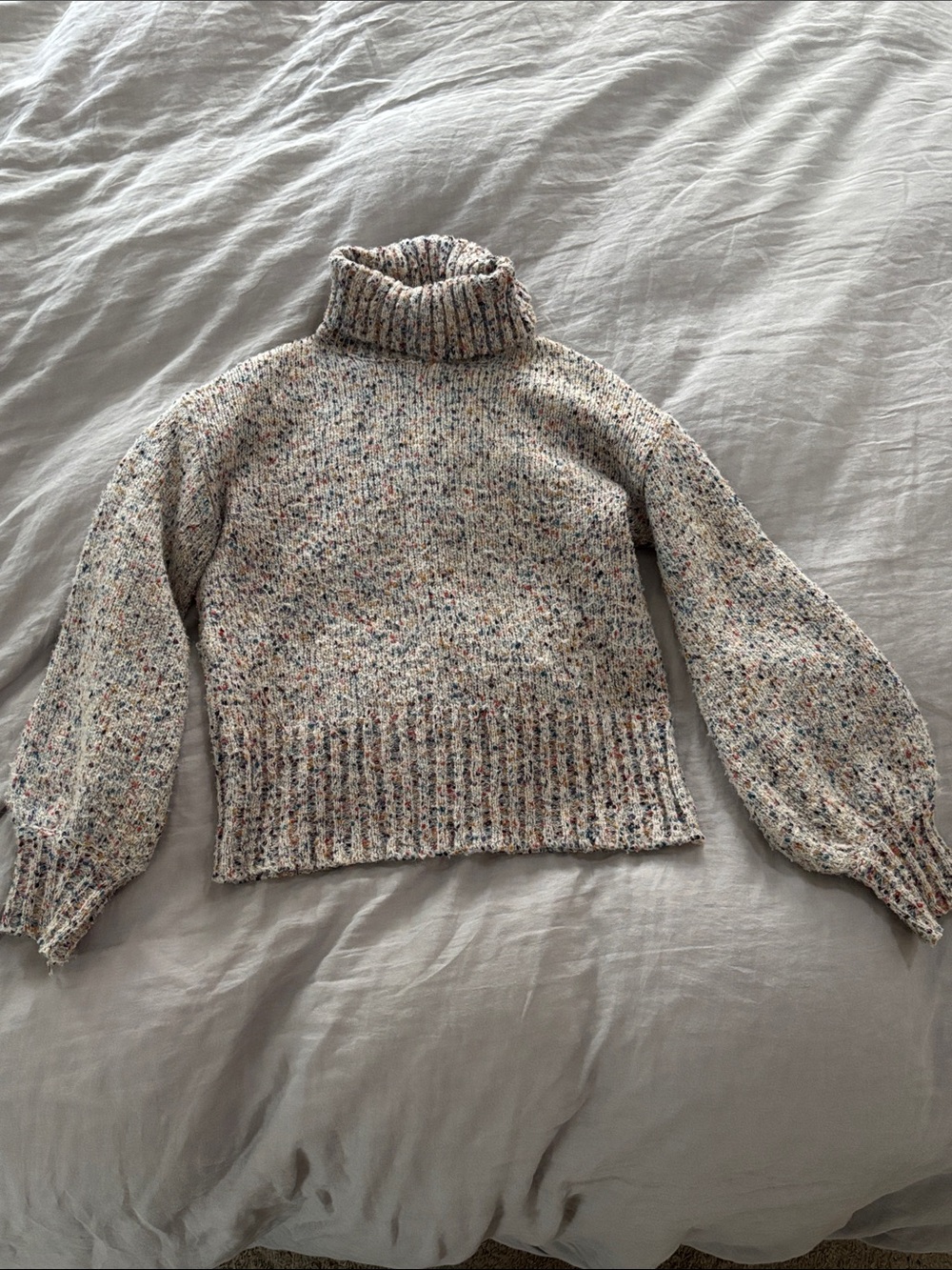 Sadie & Sage Cozy Grey Confetti Speckled Turtleneck Sweater